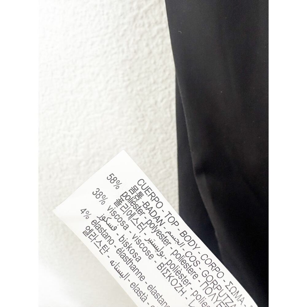 Zara Black Satin Midi Dress Organza Ruffle Puff Sleeve Medium 8779/462 NWT - Picture 6 of 13
